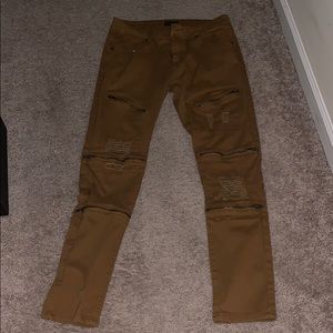 Khaki Biker Pants